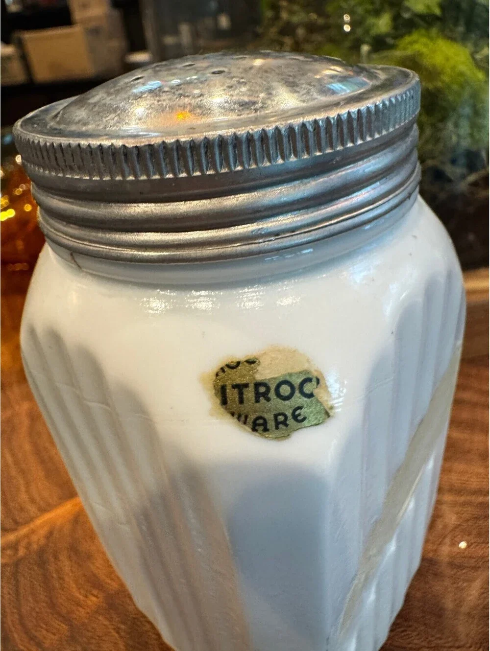 Vintage Anchor Hocking Vitrock Ribbed Milk Glass Range Shaker (1940s)
